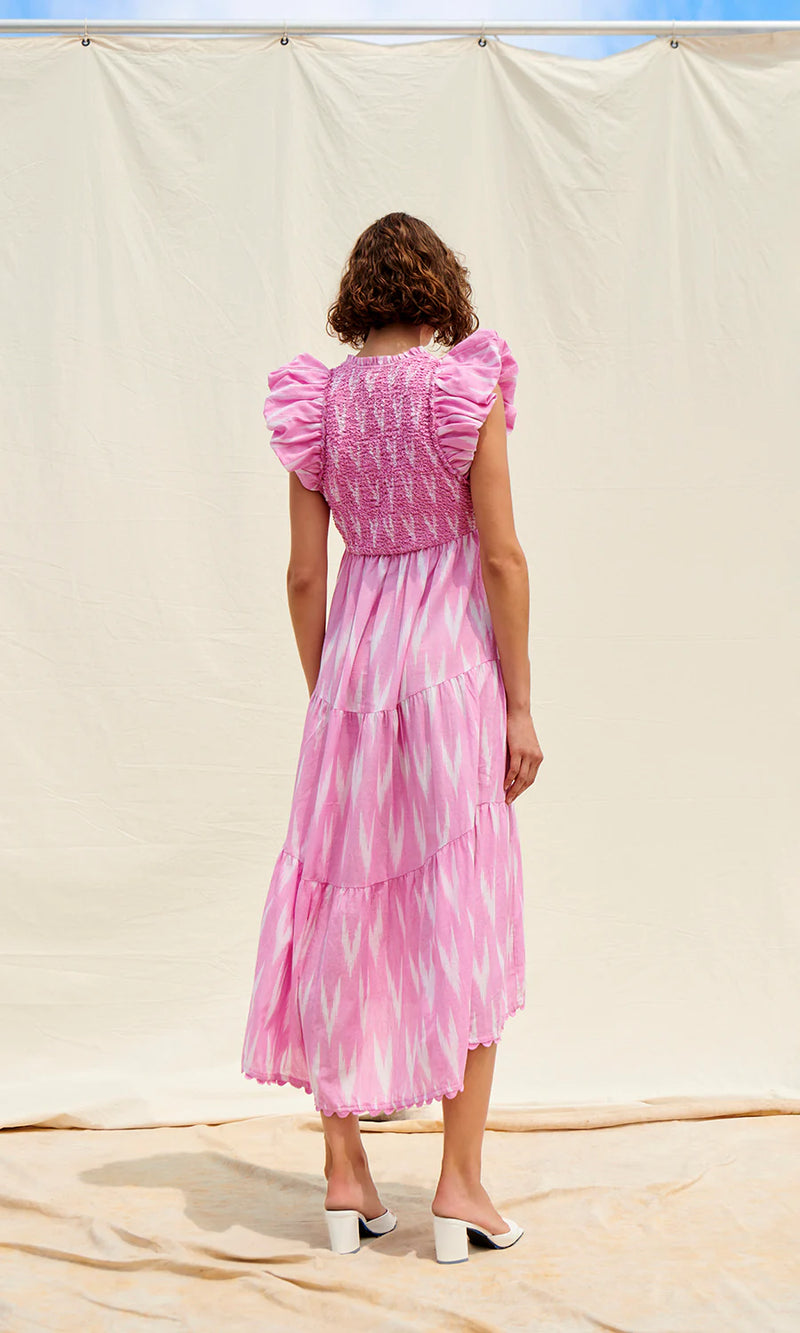 Almina Dress in Bubblegum Ikat