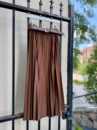 Nayla Pleated Midi Skirt in Brown