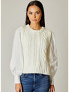 Cable Knit Sleeveless Sweater in White Dawn