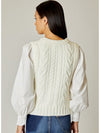 Cable Knit Sleeveless Sweater in White Dawn