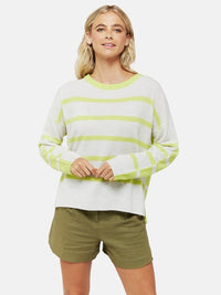 Two-Tone Boxy Stripe Sweater in Lime/Grey