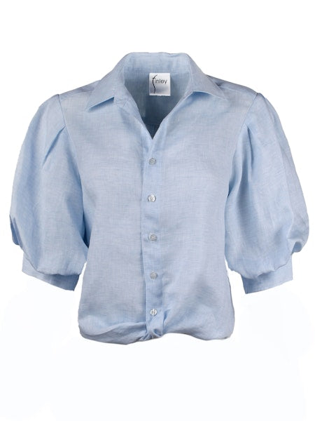 Bomba Chambray Linen Shirt in Pale Blue