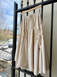 Pintuck Midi Skirt in Sand