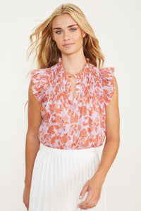 Evelyn Top in Woodblock Floral
