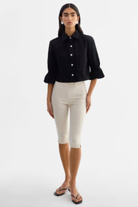 Carolina Ruffle Sleeve Jacket in Black