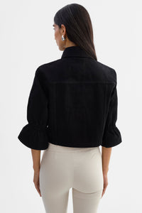 Carolina Ruffle Sleeve Jacket in Black