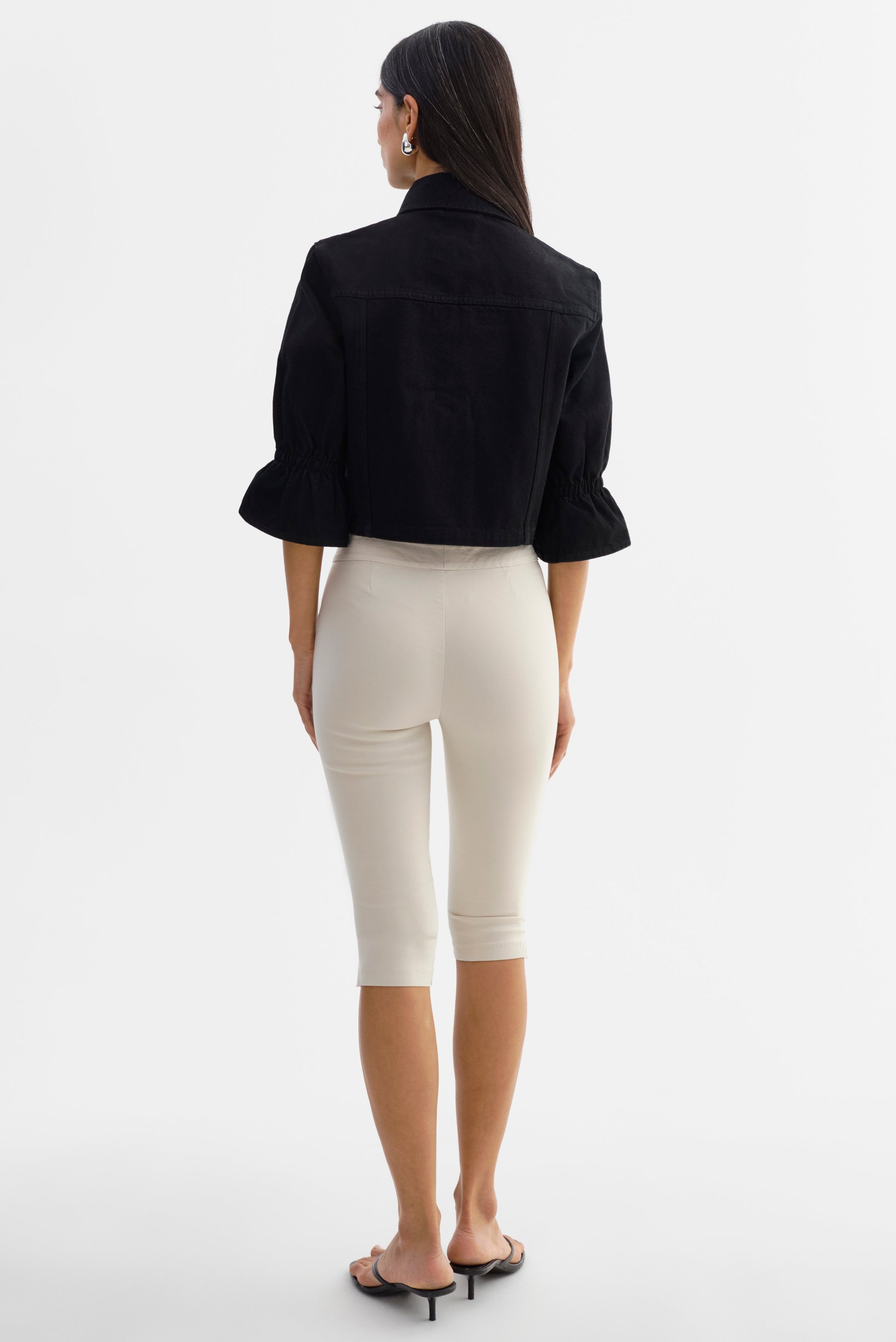 Carolina Ruffle Sleeve Jacket in Black