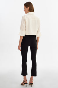 Carolina Ruffle Sleeve Jacket in White Denim