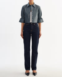 Carolina Ruffle Sleeve Jacket in Graphite
