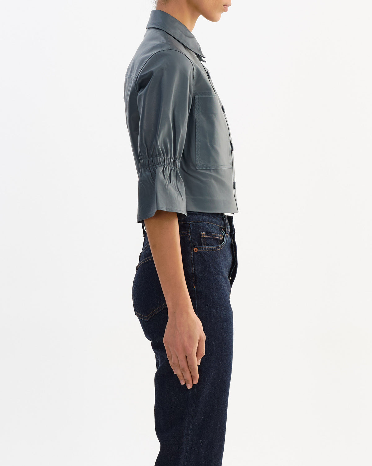 Carolina Ruffle Sleeve Jacket in Graphite