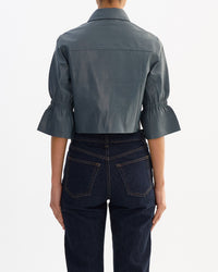 Carolina Ruffle Sleeve Jacket in Graphite