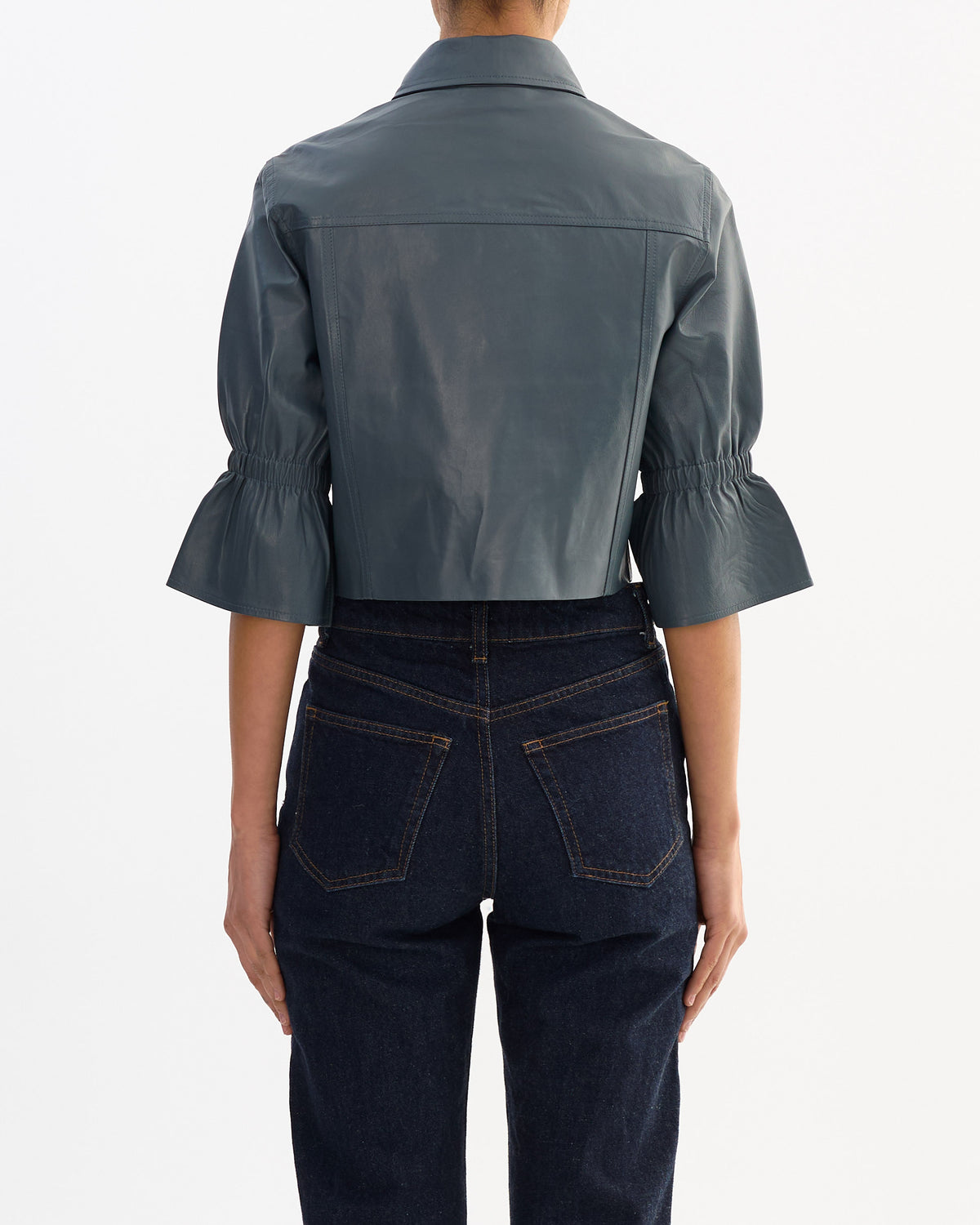 Carolina Ruffle Sleeve Jacket in Graphite