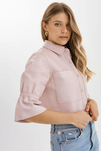 Carolina Ruffle Sleeve Jacket in Rose