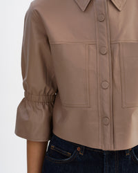 Carolina Ruffle Sleeve Jacket in Taupe