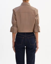 Carolina Ruffle Sleeve Jacket in Taupe