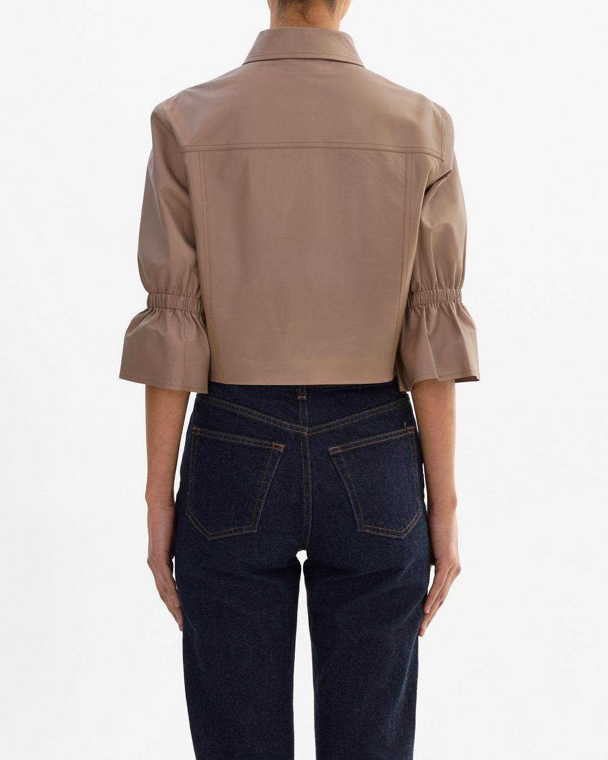 Carolina Ruffle Sleeve Jacket in Taupe
