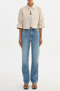 Carolina Ruffle Sleeve Jacket in Whisper White