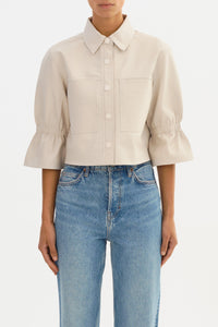 Carolina Ruffle Sleeve Jacket in Whisper White