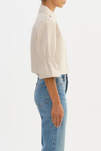 Carolina Ruffle Sleeve Jacket in Whisper White