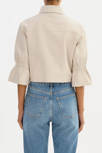 Carolina Ruffle Sleeve Jacket in Whisper White