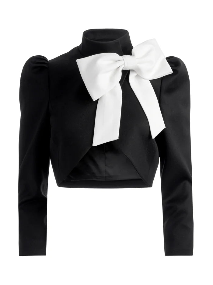 Addison Bow Jacket in Black/Off White