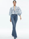 April Pleated Blouson Sleeve Top in Je L'adore Spring Sky