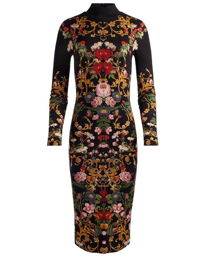 Alice & Olivia Delora Midi Dress in Evermine – Poppy's of Atlanta