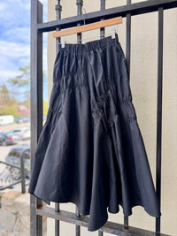 Pintuck Midi Skirt in Black