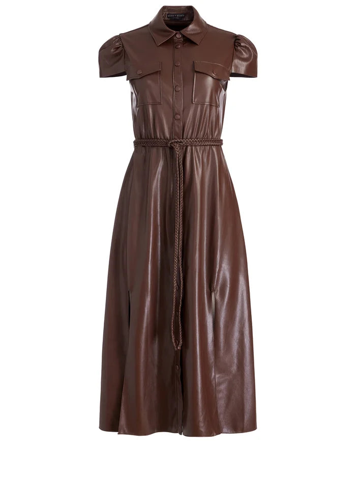 Miranda Vegan Leather Dress in Toffee