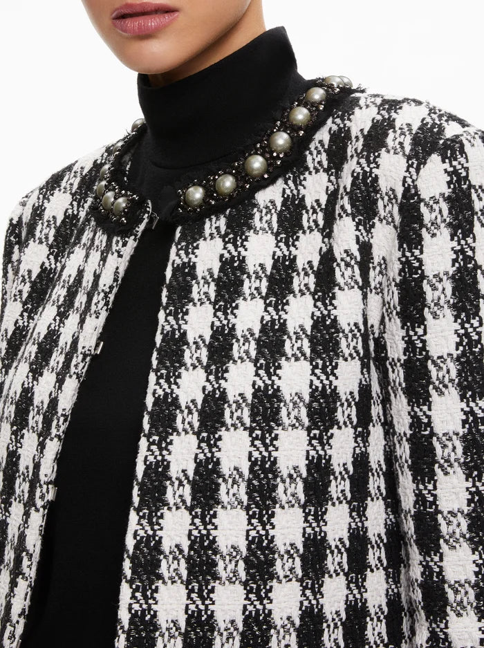 Deon Two-fer Tweed Jacket in Black/White