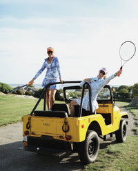 Sutra Half-Zip Pullover Top in Menagerie Sky Top