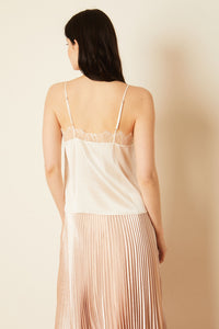 Gia Lace Trim Tank in Ivory