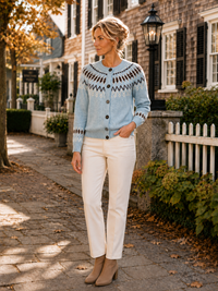Willa Fair Isle Cardigan in Sky Combo