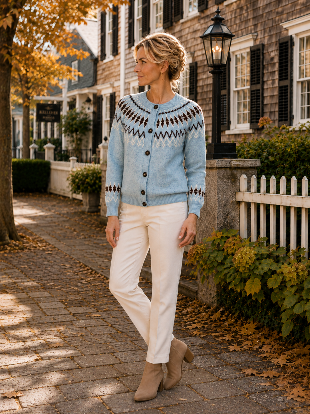 Willa Fair Isle Cardigan in Sky Combo