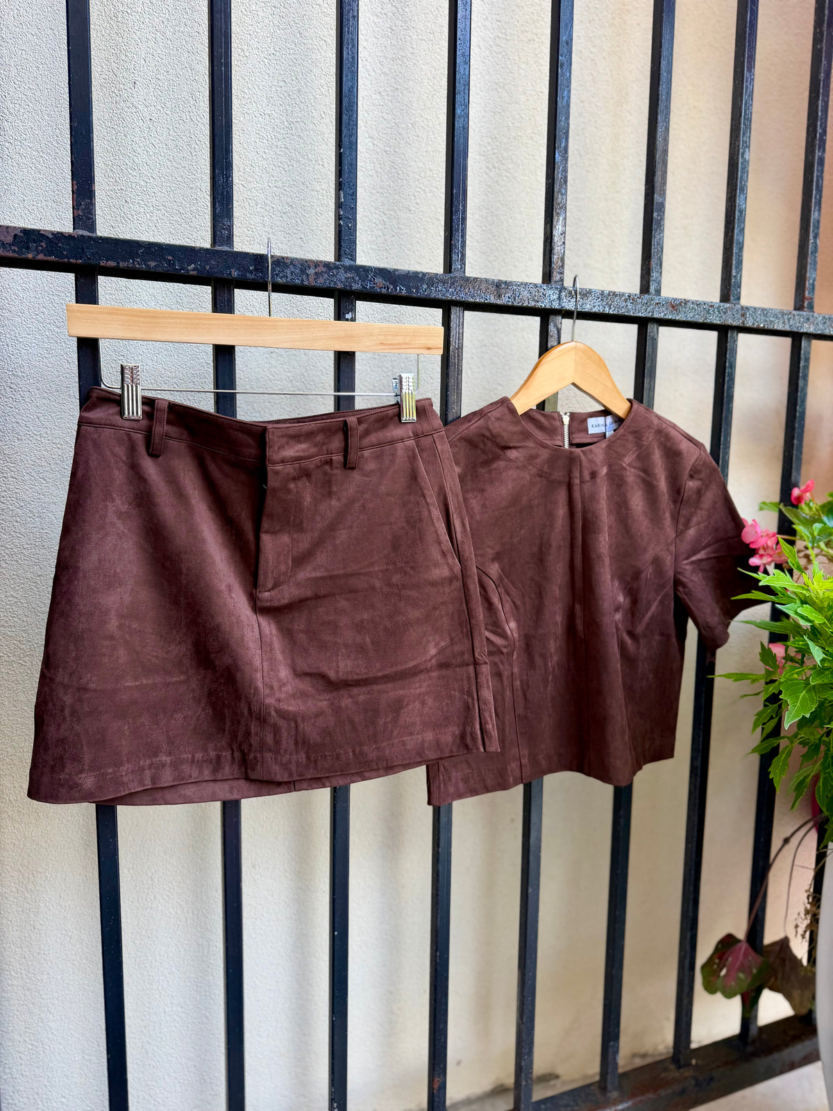 Aria Suede Skirt in Espresso