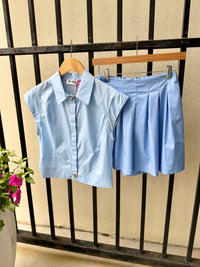 Pleated Shorts in Celeste