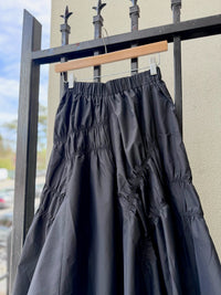 Pintuck Midi Skirt in Black