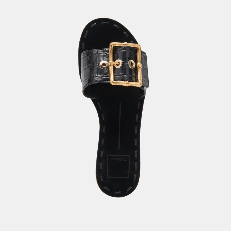Dasa Sandal in Noir Embossed Leather