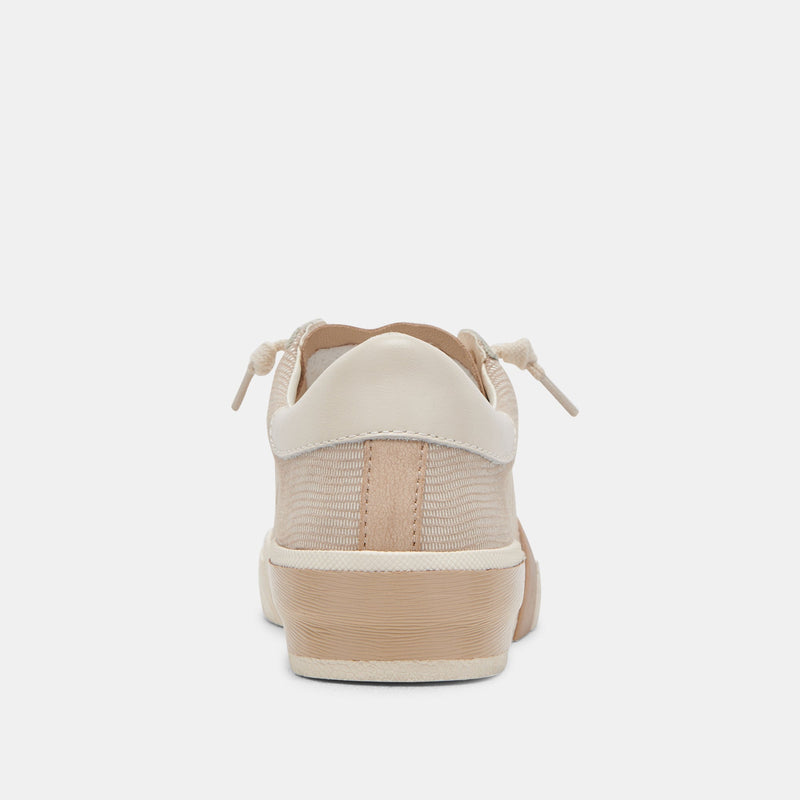Zina Sneaker in White/Dune Embossed Leather