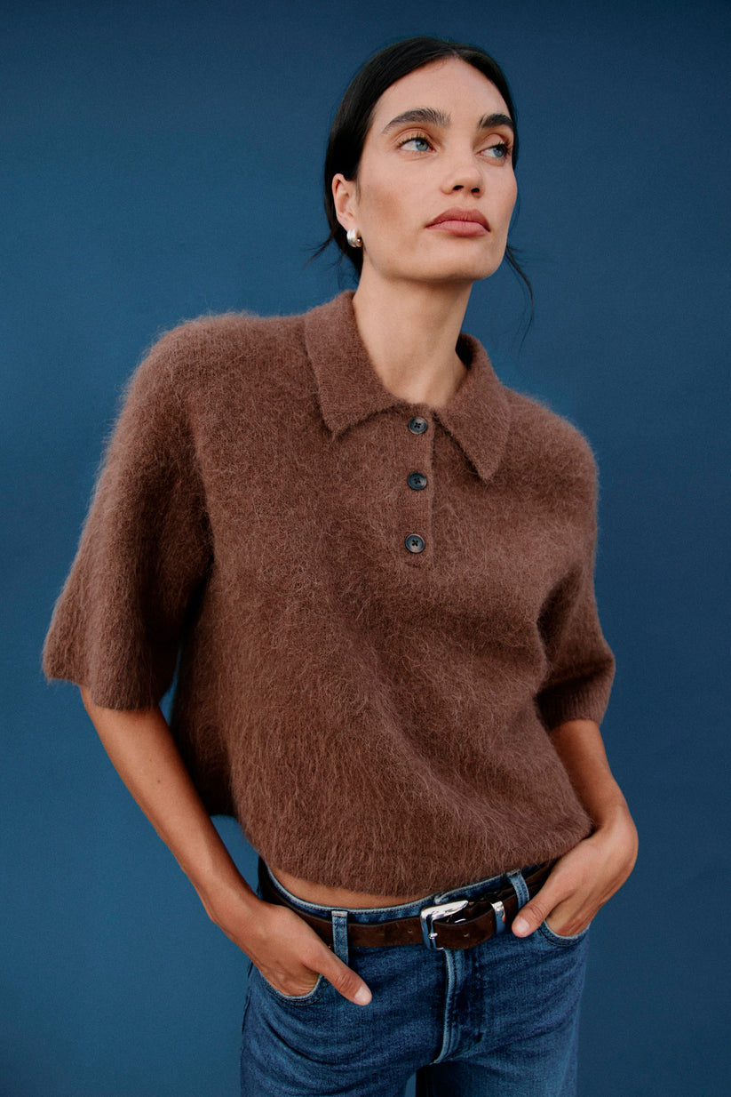 Nadya Boxy Polo Sweater in Roche
