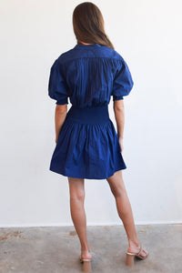 Smoked Waist Dress in Blueprint Poplin
