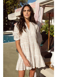 Button Down Swimsuit Cover-up Tunic in Blush Multi