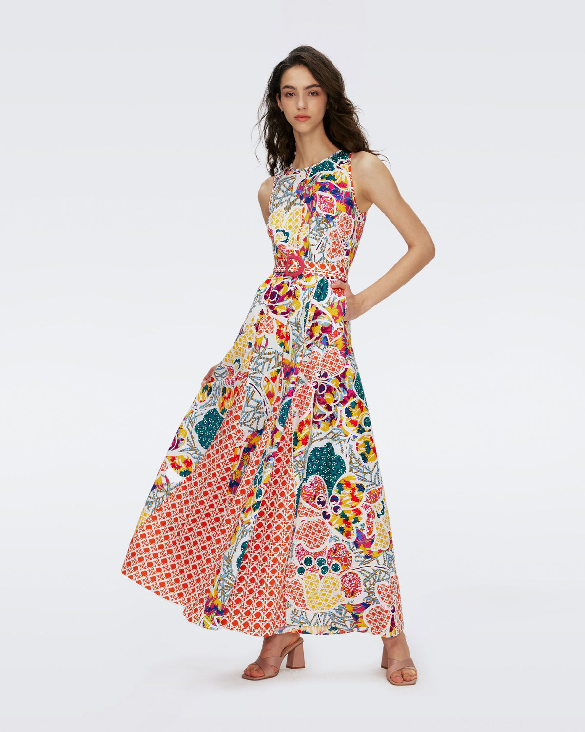 Elliot Two Dress in Patched Floral and Vintage Cane Marmalade