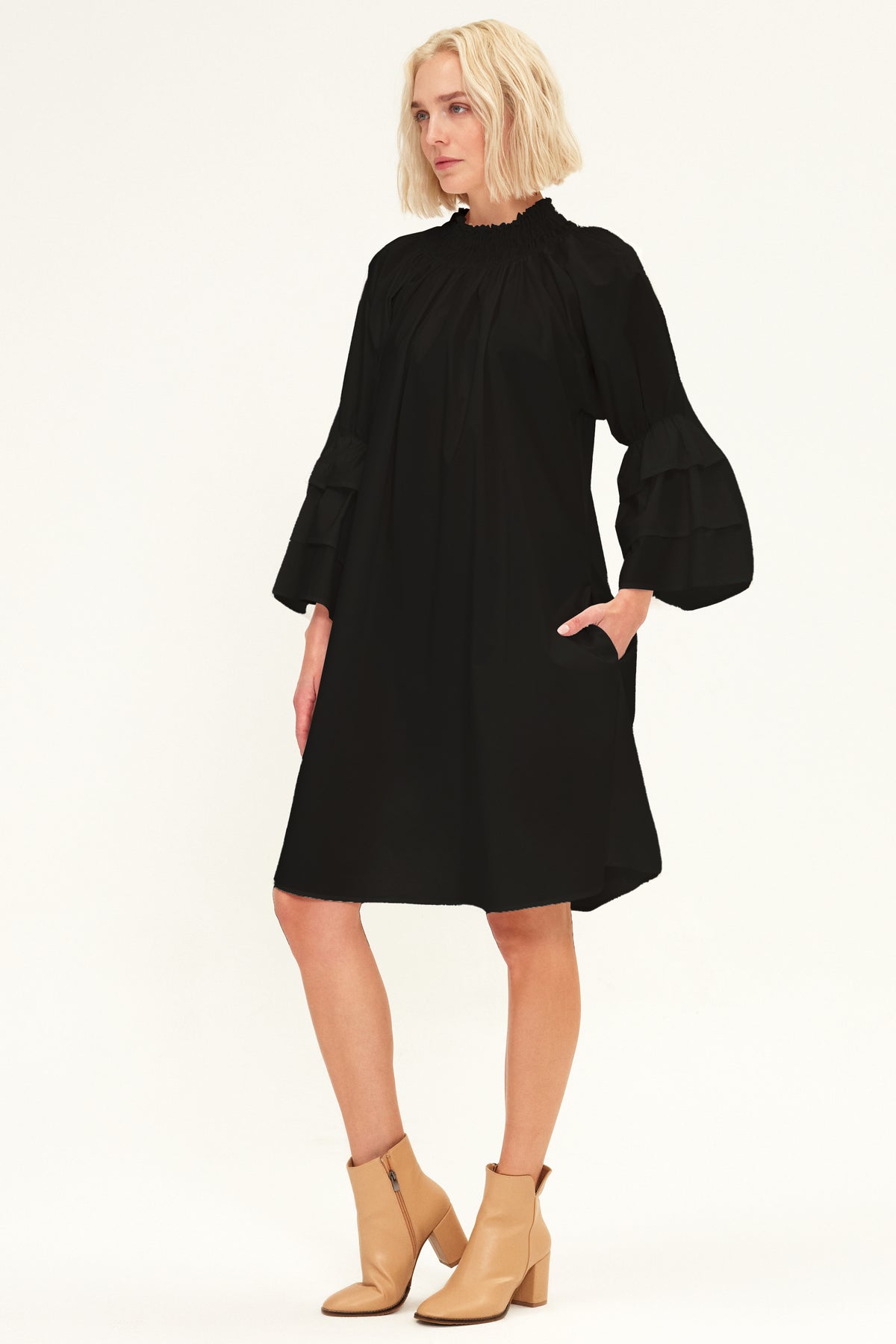 Daphne Dress in Black Poplin