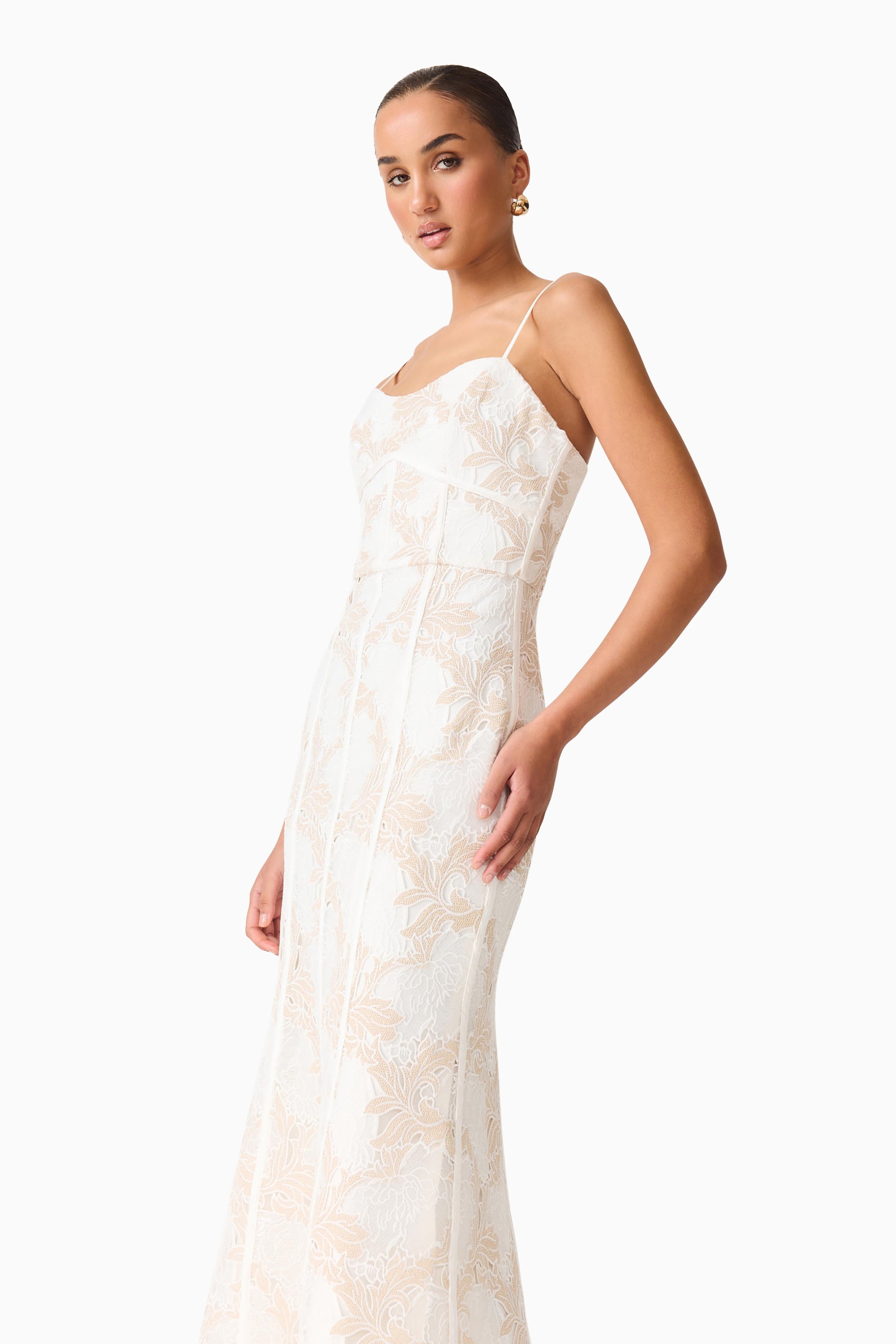 Elliatt Kira Midi Dress in Ivory/Gold Poppy's of Atlanta Elliatt Kira Midi Dress in Ivory/Gold Poppy's of Atlanta