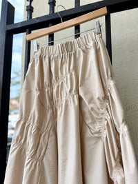 Pintuck Midi Skirt in Sand