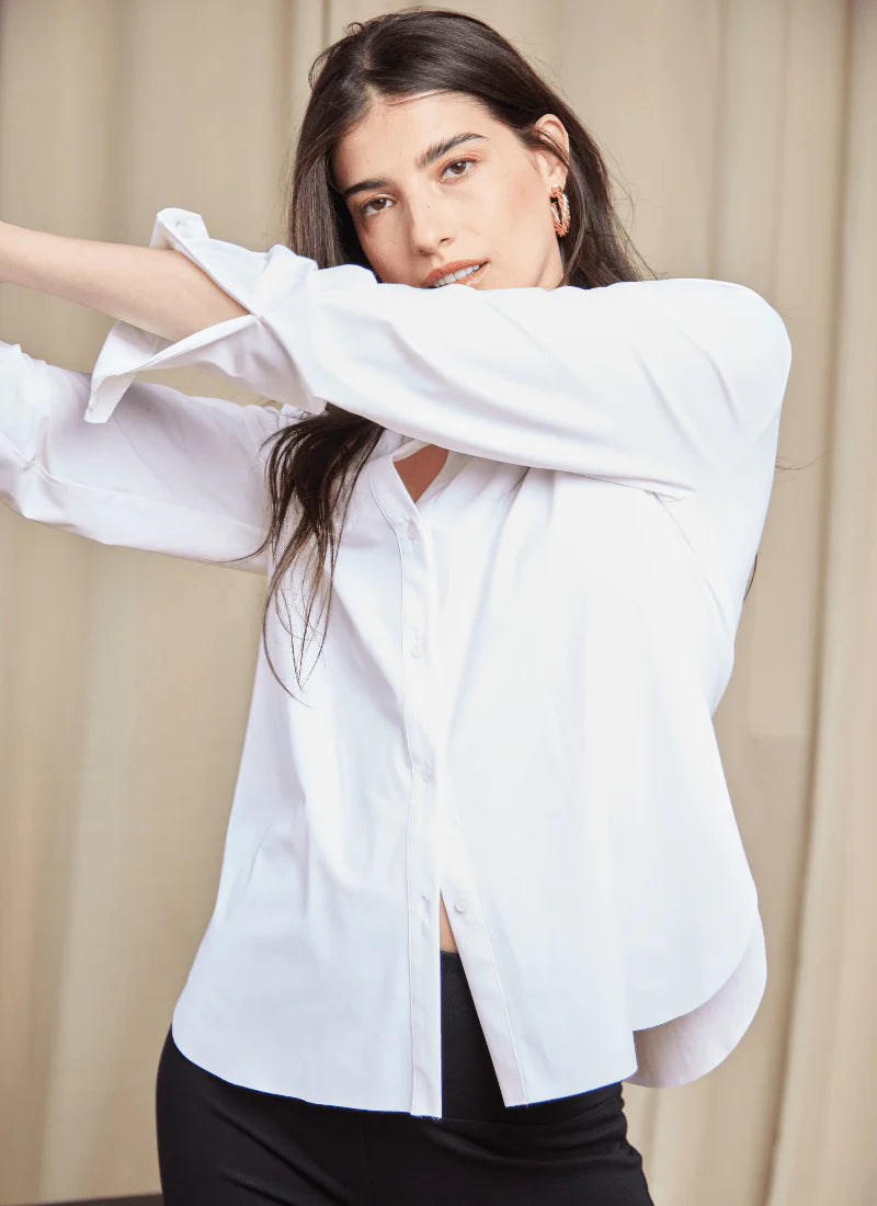 Connie Button Down Top in White