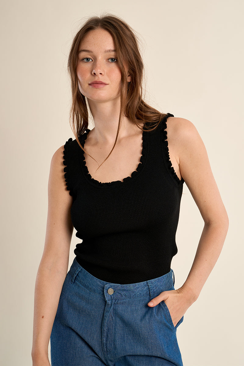 EF1577EP-molly-bracken-ruffle-trim-knit-tank-top-in-black-1