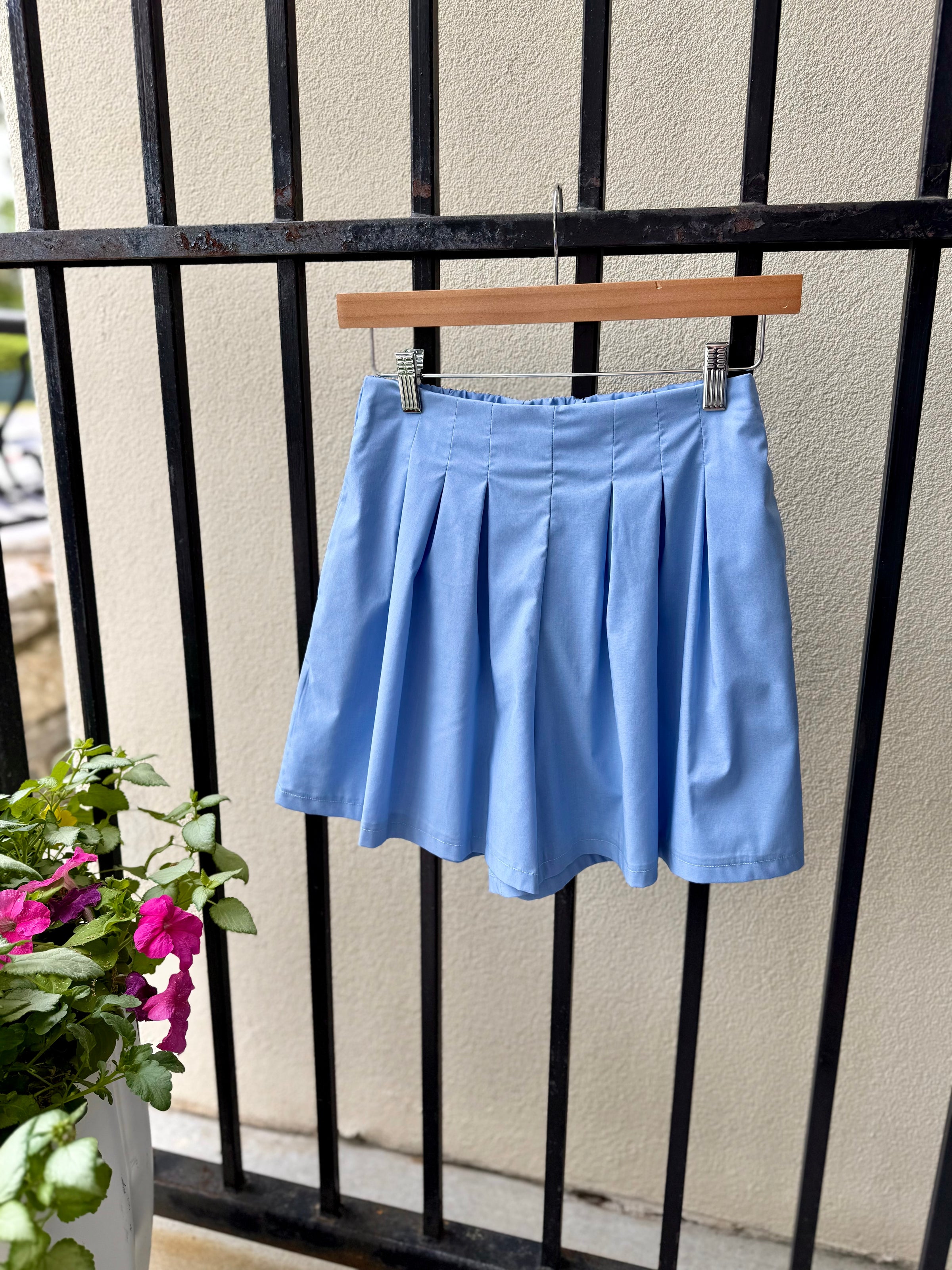 Pleated Shorts in Celeste