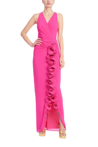 EG5133-badgley-mischka-sleeveless-v-neck-3D-rosette-ruffle-gown-in-magenta-1